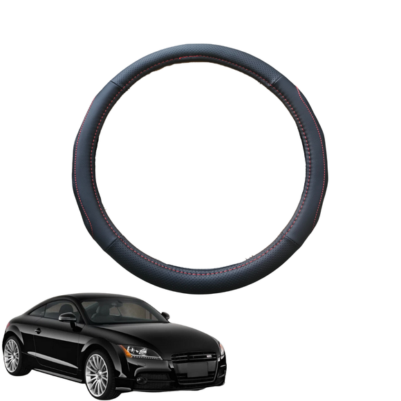 Steering Wheel Cover for Audi TT TTS TTRS 2014 - Current (Coupe) - Black Microfiber Leather - Circle 38 cm