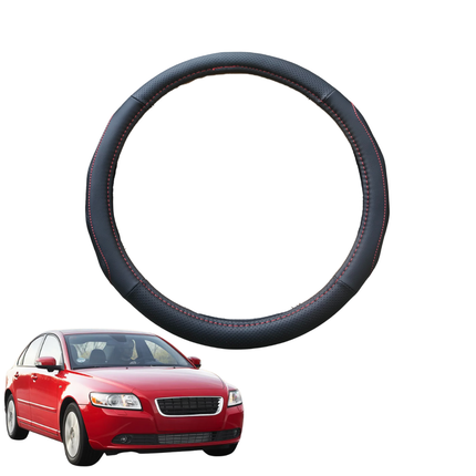 Steering Wheel Cover for Volvo S40 2004 - 2012 (Auto) - Black Microfiber Leather - Circle 38 cm