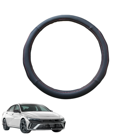 Steering Wheel Cover for Hyundai i30 N 2021 - Current Sedan - Black Microfiber Leather - Circle 38 cm