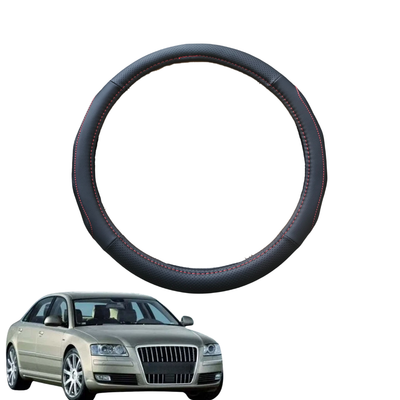 Steering Wheel Cover for Audi A8 S8 2003 - 2008 (D3) - Black Microfiber Leather - Circle 38 cm