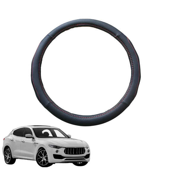 Steering Wheel Cover for Maserati Levante 2017 - Current - Black Microfiber Leather - Circle 38 cm