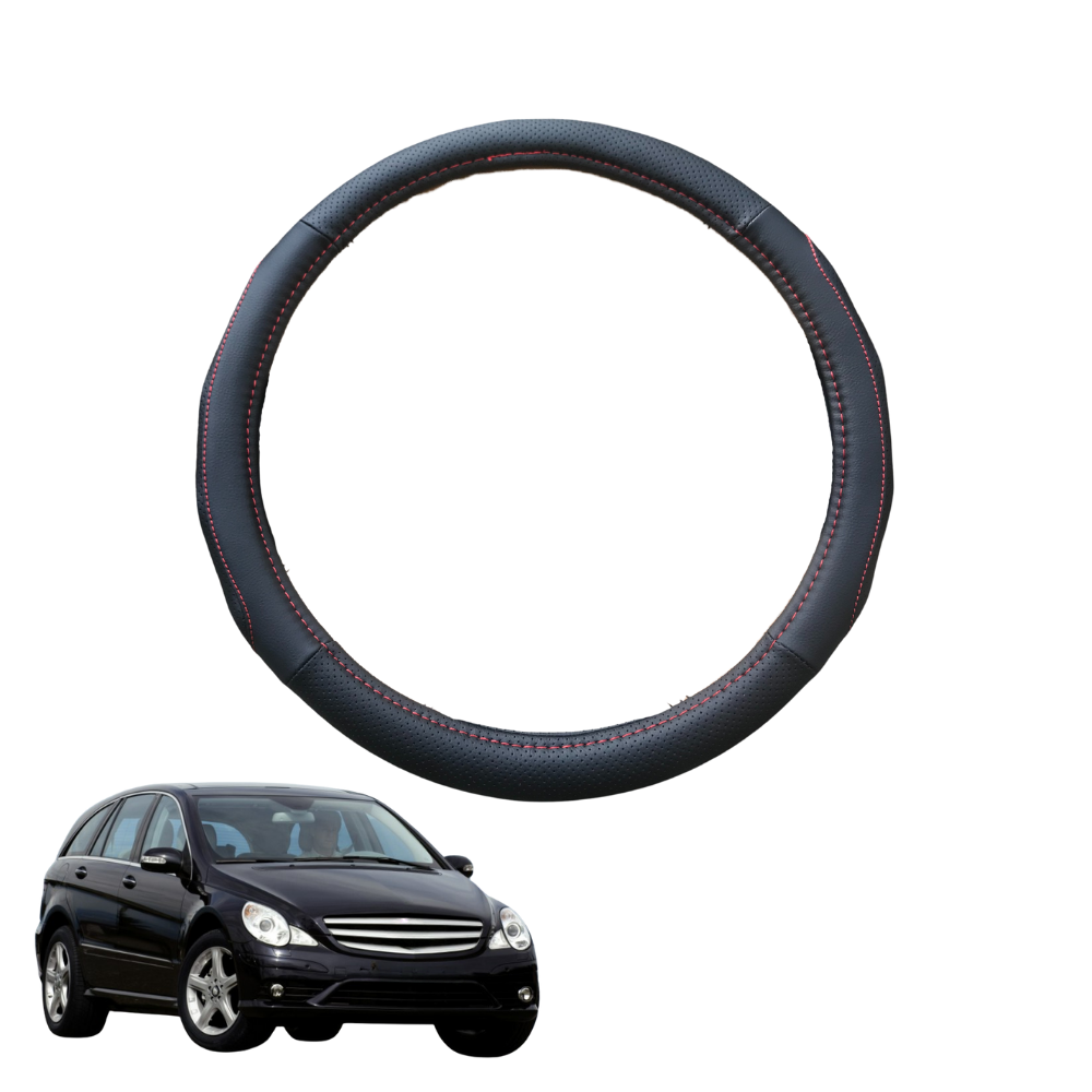 Steering Wheel Cover for Mercedes-Benz R-Class 2006 - 2015 (W251) - Black Microfiber Leather - Circle 38 cm