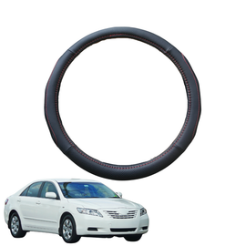 Steering Wheel Cover for Toyota Camry 2006 - 2011 (XV40) - Black Microfiber Leather - Circle 38 cm