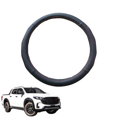 Steering Wheel Cover for Mazda BT-50 2025 - Current - Black Microfiber Leather - Circle 38 cm