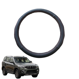 Steering Wheel Cover for Mahindra Scorpio 2022 - Current (Z101) - Black Microfiber Leather - Circle 38 cm