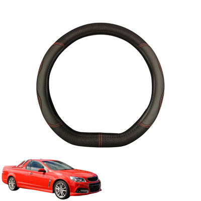 Steering Wheel Cover for Holden Commodore Ute Single Cab 2007 - 2017 (VE VF) - Black Microfiber Leather - D-Shape 38 cm