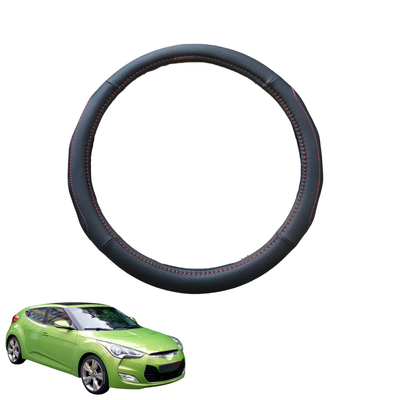 Steering Wheel Cover for Hyundai Veloster 2011 - 2018 (FS) - Black Microfiber Leather - Circle 38 cm