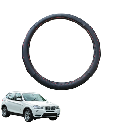 Steering Wheel Cover for BMW X3 2011 - 2017 (F25) - Black Microfiber Leather - Circle 38 cm