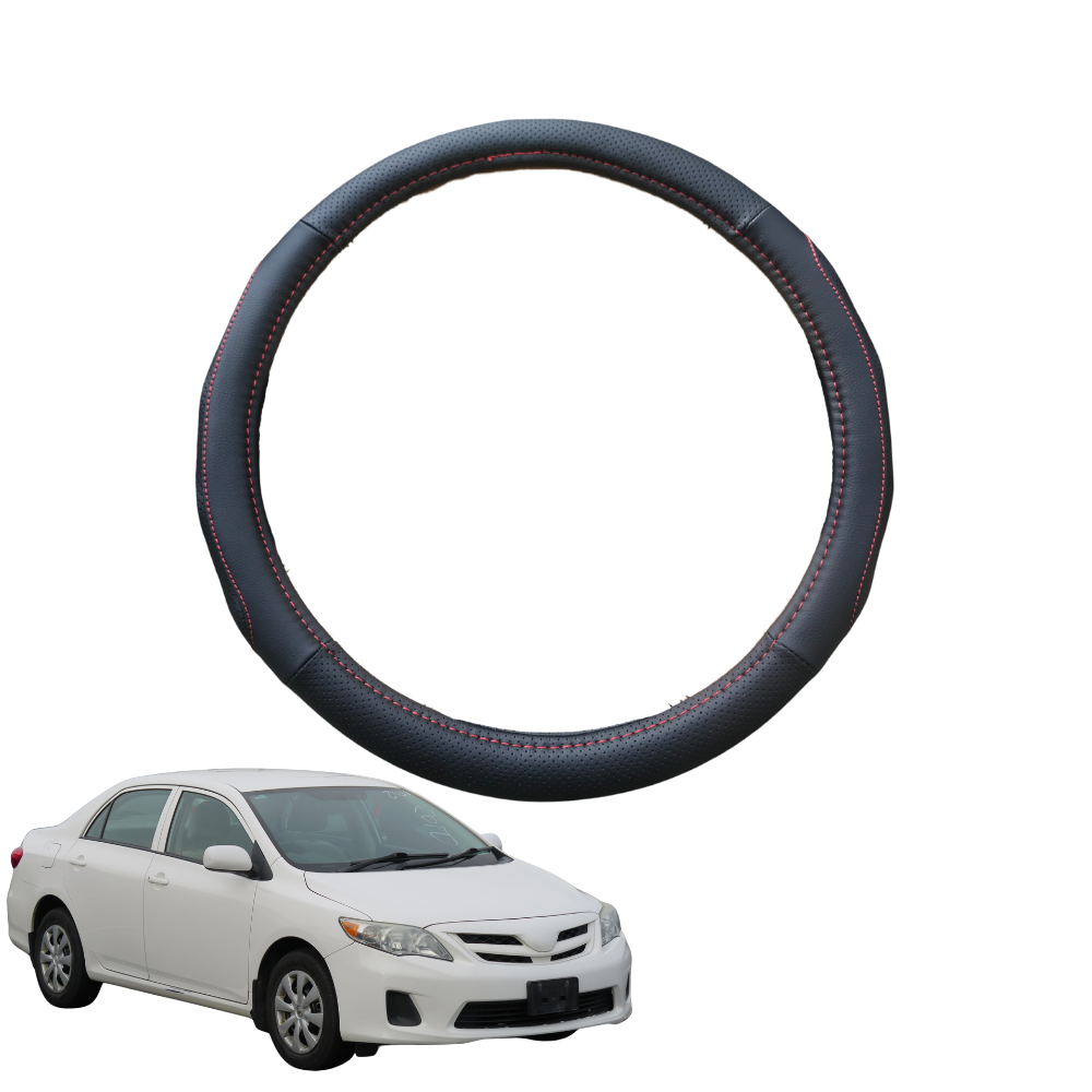 Steering Wheel Cover for Toyota Corolla 2007 - 2012 Hatch/Sedan (E140/150) - Black Microfiber Leather - Circle 38 cm
