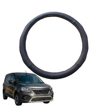 Steering Wheel Cover for Renault KANGOO 2021 - Current X61 Facelift - Black Microfiber Leather - Circle 38 cm