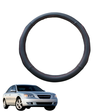 Steering Wheel Cover for Hyundai Sonata 2005 - 2008 - Black Microfiber Leather - Circle 38 cm