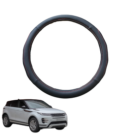 Steering Wheel Cover for Land Rover Range Rover Evoque 2010 - 2018 L538, L551 - Black Microfiber Leather - Circle 38 cm