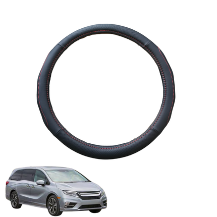 Steering Wheel Cover for Honda Odyssey 2014 - 2020 Standard 8 Seater - Black Microfiber Leather - Circle 38 cm
