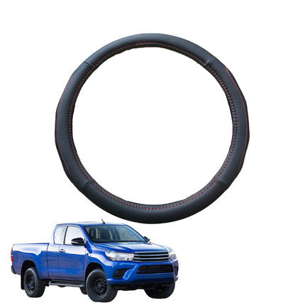 Steering Wheel Cover for Toyota Hilux Extra Cab 2015 - Current - Black Microfiber Leather - Circle 38 cm