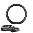 Steering Wheel Cover for Tesla Model 3 2017 - 2023 - Black Microfiber Leather - D-Shape 38 cm-1