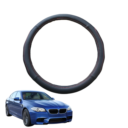 Steering Wheel Cover for BMW M5 2017 - Current (F90) - Black Microfiber Leather - Circle 38 cm
