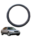 Steering Wheel Cover for VolksWagen Passat 1995 - 2005 (B5) - Black Microfiber Leather - Circle 38 cm-1