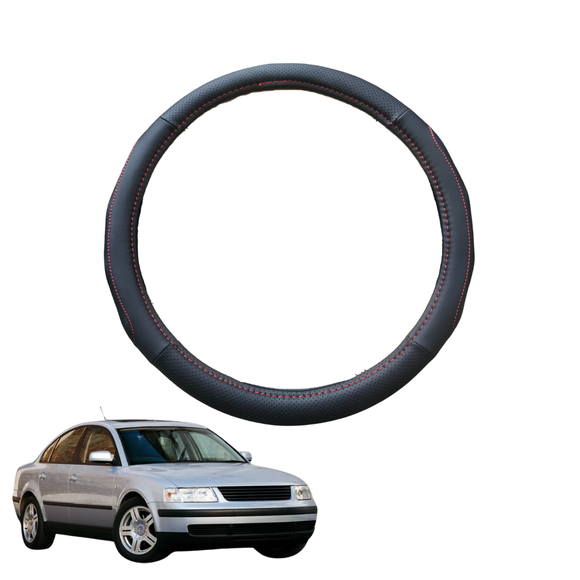 Steering Wheel Cover for VolksWagen Passat 1995 - 2005 (B5) - Black Microfiber Leather - Circle 38 cm