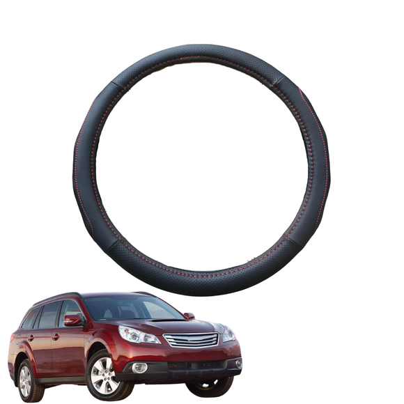 Steering Wheel Cover for Subaru Outback 2009 - 2014 4GEN - Black Microfiber Leather - Circle 38 cm