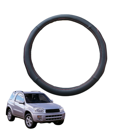 Steering Wheel Cover for Toyota RAV4 2000 - 2005 4-Door (XA20) - Black Microfiber Leather - Circle 38 cm