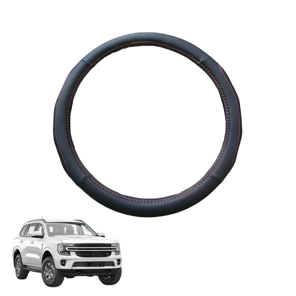 Steering Wheel Cover for Ford Everest 2022 - Current UA - Black Microfiber Leather - Circle 38 cm