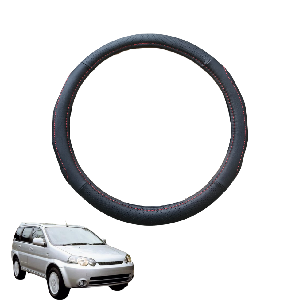 Steering Wheel Cover for Honda HR-V 1998 - 2006 (4 door) - Black Microfiber Leather - Circle 38 cm