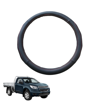 Steering Wheel Cover for Holden Colorado Ute Single Cab 2012 - 2016 RG, VF - Black Microfiber Leather - Circle 38 cm