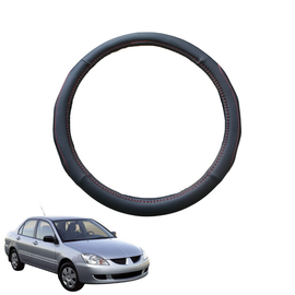 Steering Wheel Cover for Mitsubishi Lancer 2003 - 2007 (CH) - Black Microfiber Leather - Circle 38 cm