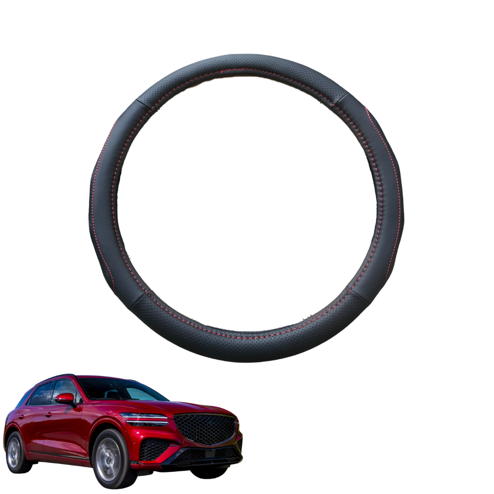Steering Wheel Cover for Genesis GV70 2022 - Current IK - Black Microfiber Leather - Circle 38 cm