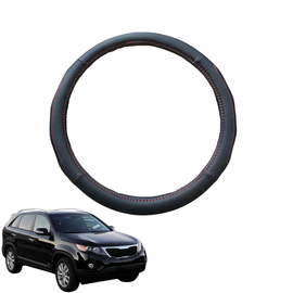 Steering Wheel Cover for Kia Sorento 2009 - 2015 (XM) - Black Microfiber Leather - Circle 38 cm
