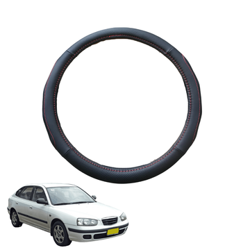 Steering Wheel Cover for Hyundai Elantra 2000 - 2006 - Black Microfiber Leather - Circle 38 cm