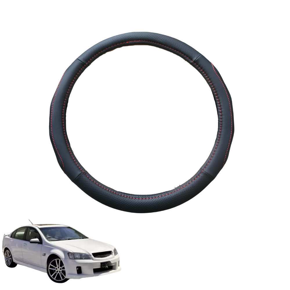Steering Wheel Cover for Holden Commodore 2007 - 2013 (VE) - Black Microfiber Leather - Circle 38 cm