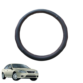 Steering Wheel Cover for Ford Fairmont 2002 - 2008 - Black Microfiber Leather - Circle 38 cm