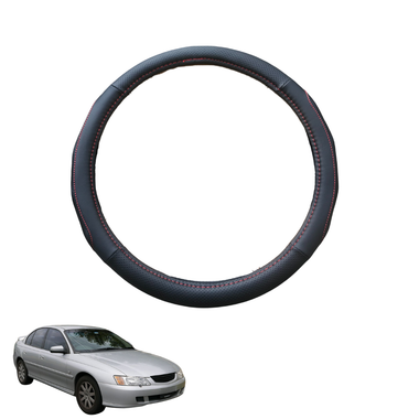 Steering Wheel Cover for Holden Commodore 1997 - 2006 (VT VX VY VZ) - Black Microfiber Leather - Circle 38 cm