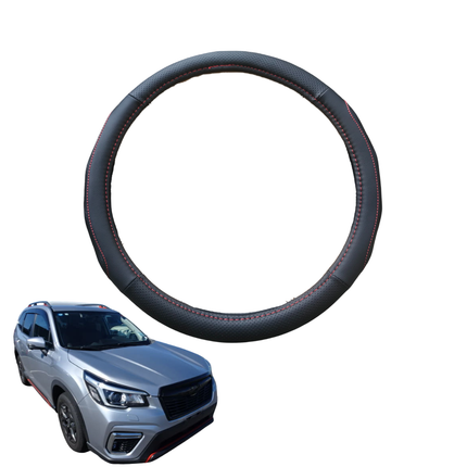 Steering Wheel Cover for Subaru Forester 2018 - Current (SK) - Black Microfiber Leather - Circle 38 cm