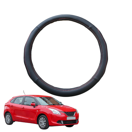 Steering Wheel Cover for Suzuki Baleno 2015 - Current EW - Black Microfiber Leather - Circle 38 cm