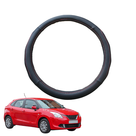 Steering Wheel Cover for Suzuki Baleno 2015 - Current EW - Black Microfiber Leather - Circle 38 cm