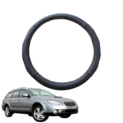 Steering Wheel Cover for Subaru Outback 2003 - 2009 3GEN - Black Microfiber Leather - Circle 38 cm