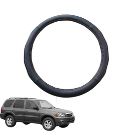Steering Wheel Cover for Mazda Tribute 2007 - 2011 - Black Microfiber Leather - Circle 38 cm