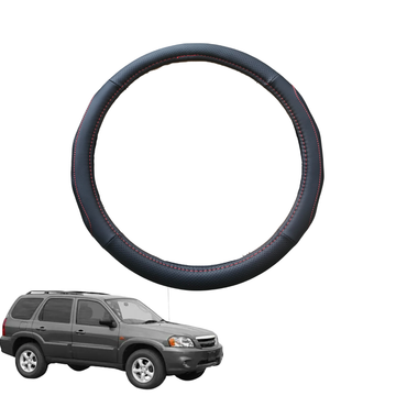 Steering Wheel Cover for Mazda Tribute 2007 - 2011 - Black Microfiber Leather - Circle 38 cm