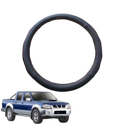 Steering Wheel Cover for Nissan Navara Dual Cab 1997 - 2018 (DX/D22 STR) - Black Microfiber Leather - Circle 38 cm