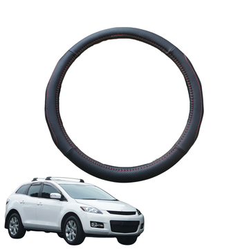 Steering Wheel Cover for Mazda CX-7 2006 - 2012 ER - Black Microfiber Leather - Circle 38 cm