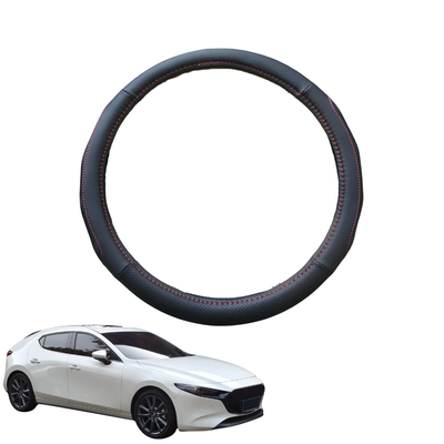 Steering Wheel Cover for Mazda 3 2019 - Current (BP) - Black Microfiber Leather - Circle 38 cm