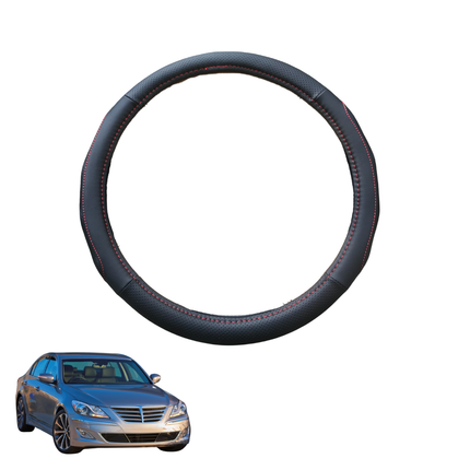 Steering Wheel Cover for Hyundai Genesis 2013 - 2016 (DH/G80) - Black Microfiber Leather - Circle 38 cm