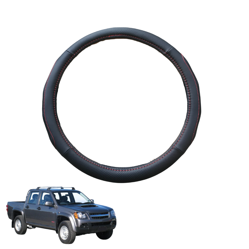Steering Wheel Cover for Holden Colorado Ute 2008 - 2012 - Black Microfiber Leather - Circle 38 cm