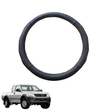 Steering Wheel Cover for Holden Rodeo 2003 - 2008 (2-Door Regular Cab and Extended Cab) - Black Microfiber Leather - Circle 38 cm