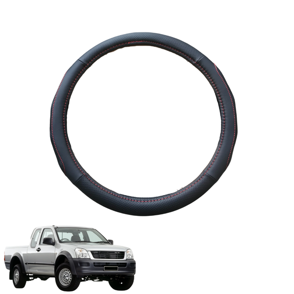 Steering Wheel Cover for Holden Rodeo 2003 - 2008 (2-Door Regular Cab and Extended Cab) - Black Microfiber Leather - Circle 38 cm