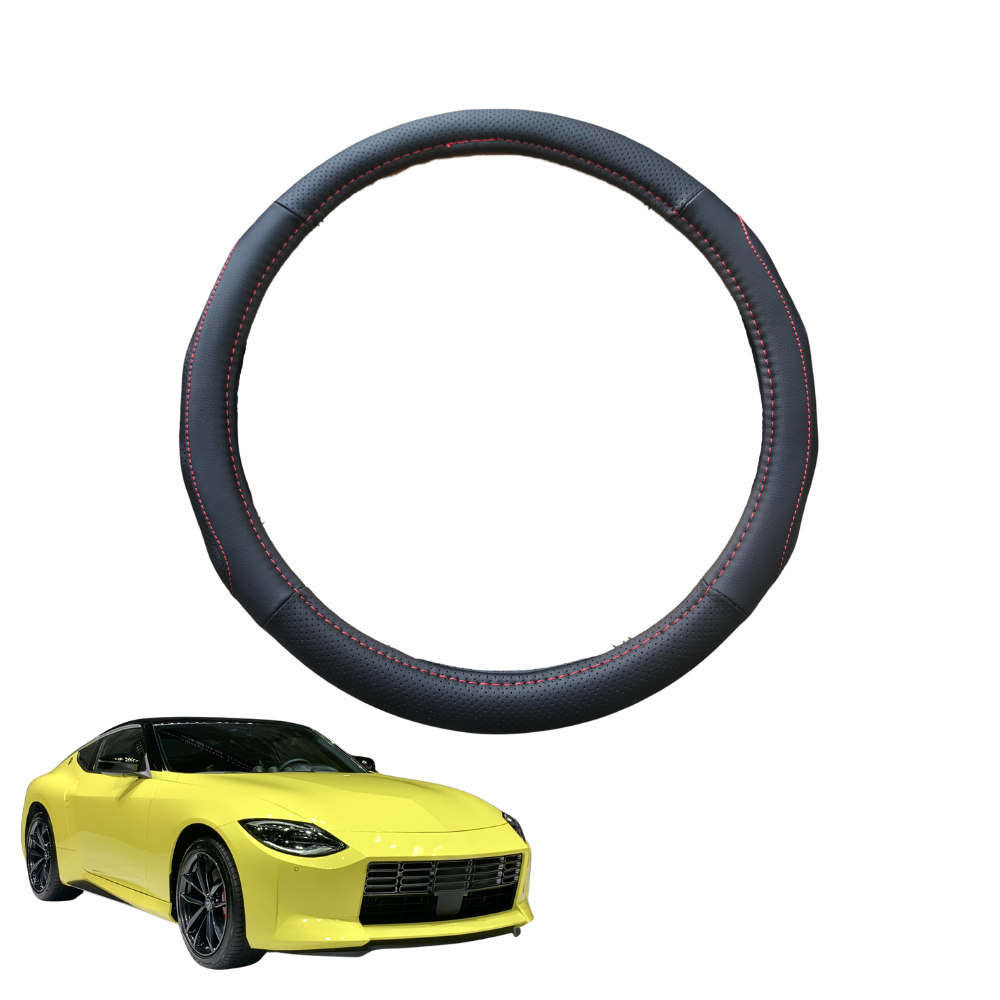 Steering Wheel Cover for Nissan Z 2022 - Current Coupe, Nismo - Black Microfiber Leather - Circle 38 cm