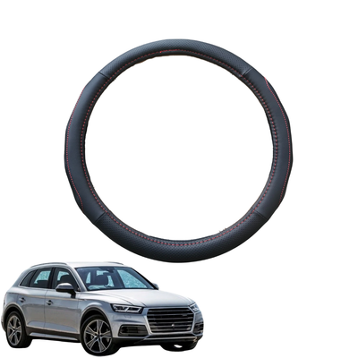 Steering Wheel Cover for Audi Q5 SQ5 2009 - 2017 (8R) - Black Microfiber Leather - Circle 38 cm