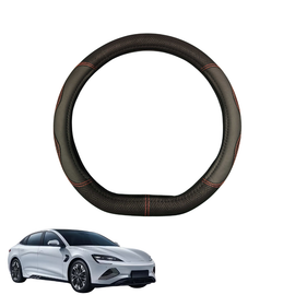 Steering Wheel Cover for BYD Seal 2024 - Current (RWD,AWD) - Black Microfiber Leather - D-Shape 38 cm